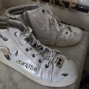 Karl Lagerfeld Silver and White Sneakers